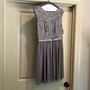 David's Bridal Charcoal Lace Dress
